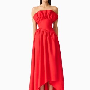 Elegant Red Strapless Dress